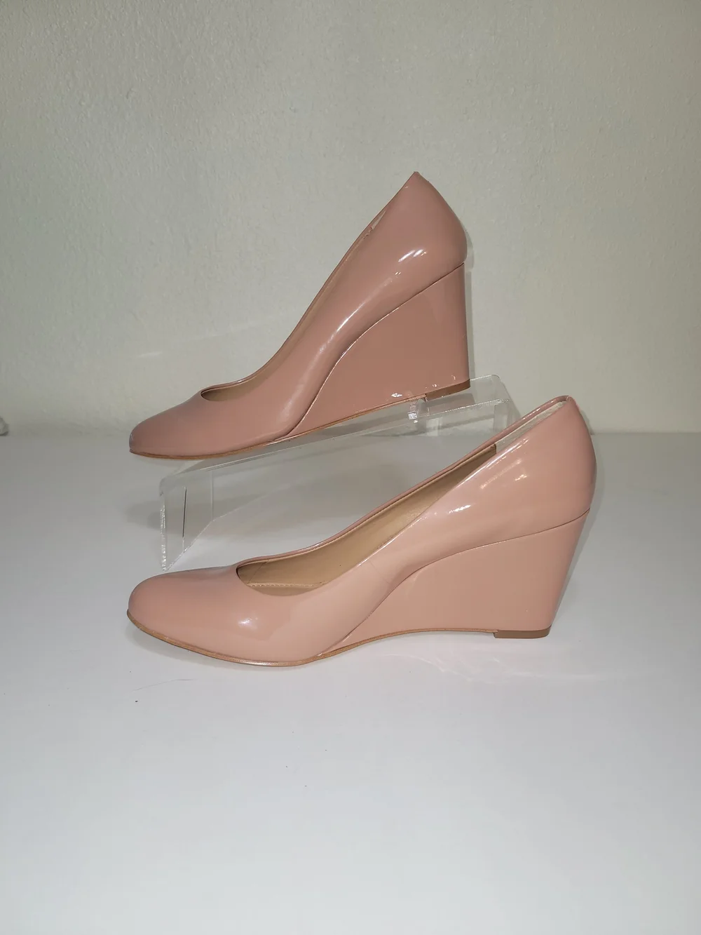 J. Crew Blush Patent Leather Nude Wedge Pumps Women Shoes Size 10.5 M